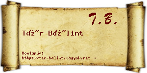 Tér Bálint névjegykártya